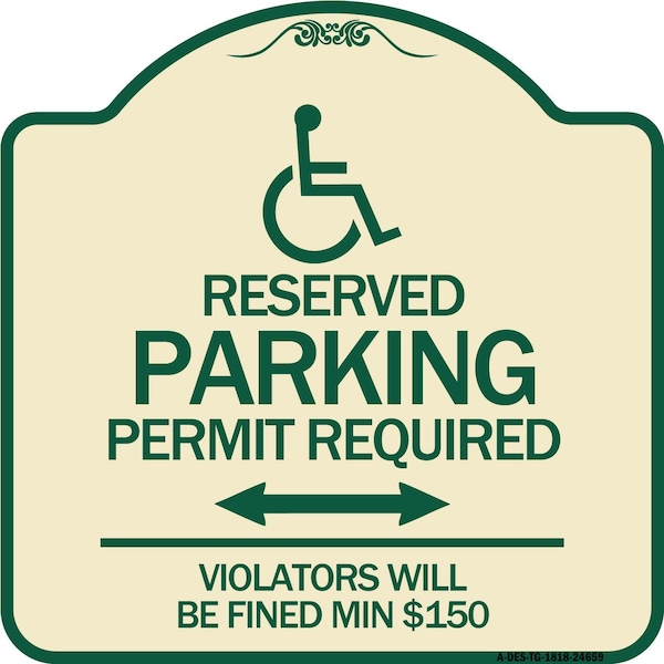Signmission Connecticut Reserved Parking Permit Required Violators Fined Min $150 Alum, 18" x 18", TG-1818-24659 A-DES-TG-1818-24659 - main
